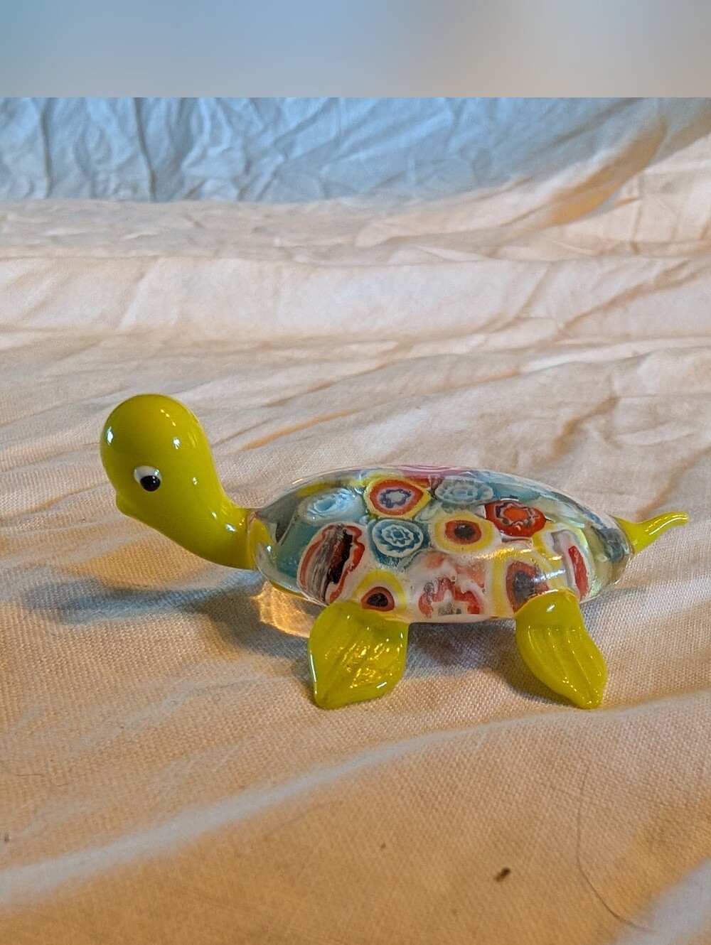 2/30$ Vintage Multicolor Mini Glass Turtle Figurine with Yellow Accents